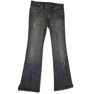 Miss Bison Womens Low-Rise Distressed Flare Denim Jeans Size 27 Measures 29Wx34L